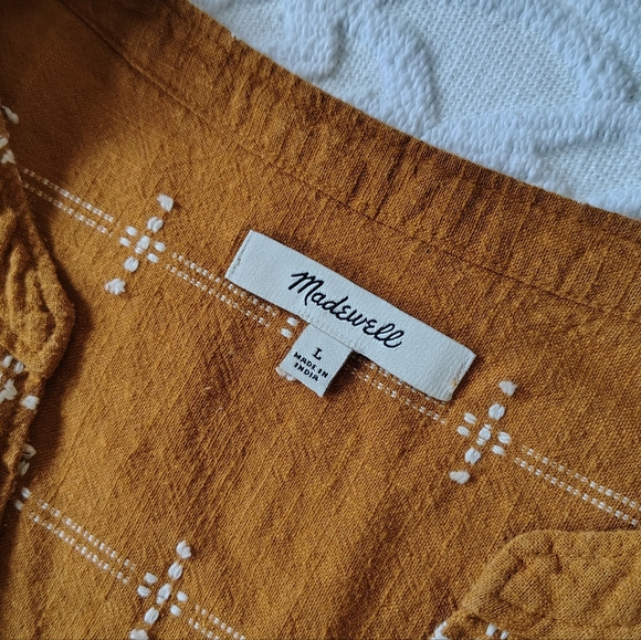 Madewell Lakeline Popover Shirttail Top Jacquard Stripe Large L - Picture 9 of 15